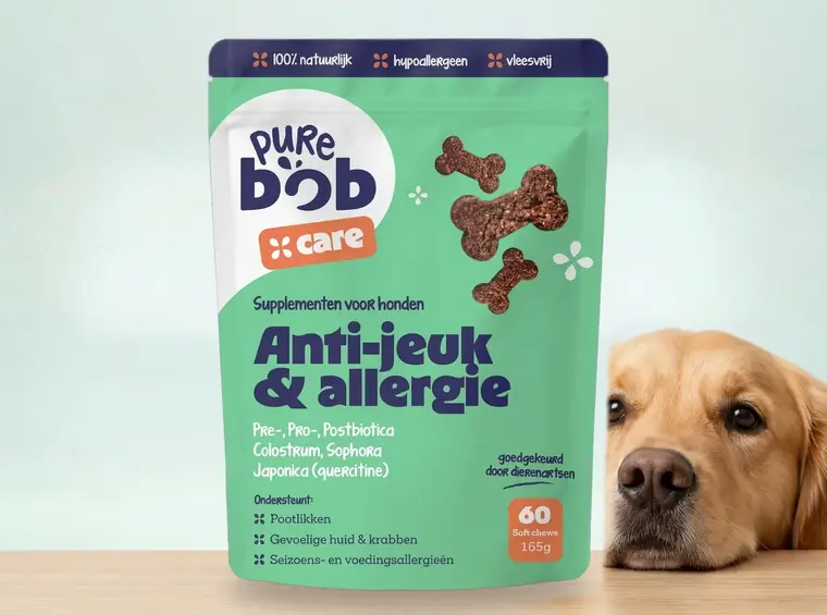 Golden retriever naast Probiotica Anti-jeuk